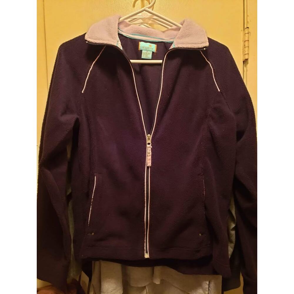 NWT 💜 TANGERINE Active Black w/ Lilac Trim Fleece Jacket - Womens Size M Medium